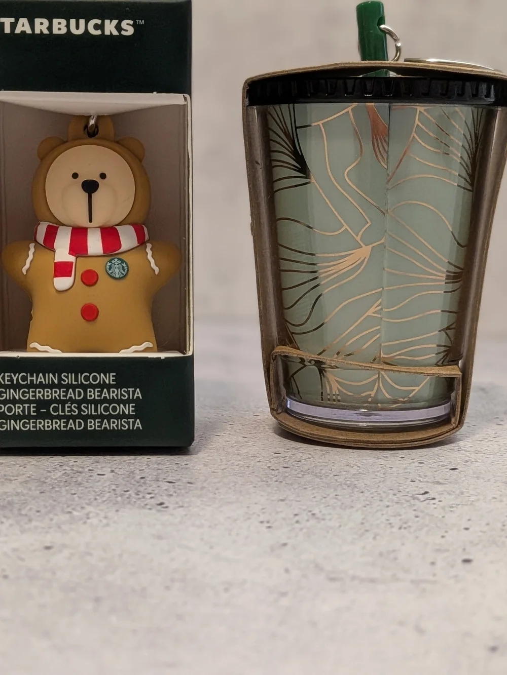 Starbucks Gingerbread Bearista Keychain with Red and White Scarf